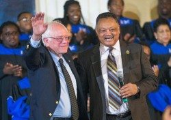 Democratic Presidential Candidate Bernie Sanders Attends Rainbow PUSH Coalition Weekly Forum Bernie Sanders and Jesse Jackson