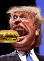 Trump Burger in Mouth DonkeyHotey Trump Burger in Mouth DonkeyHotey